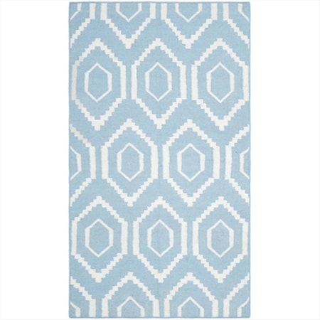 Safavieh 4 Ft. X 6 Ft. Small Rectangle Contemporary Dhurries- Blue And Ivory- Flatweave Rug DHU556B-4